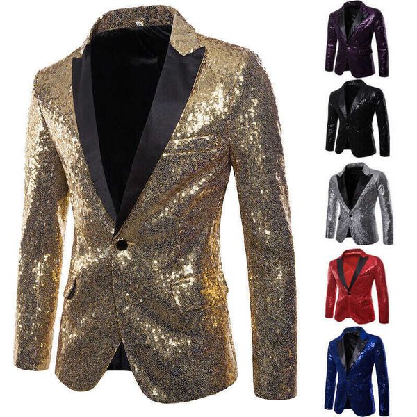 

fashion men sequin one button blazer suit jacket shiny wedding formal dance club coat x0621, Black;brown