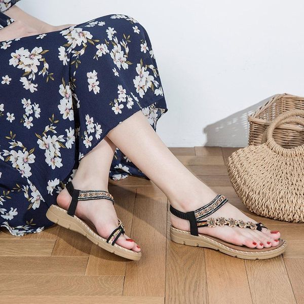 

sandals 2021 summer large bohemian style for women's comfort, Black