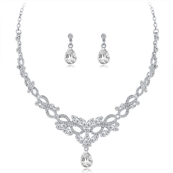 

earrings & necklace gaku -selling and set, dinner dress, bridal wedding pography matching jewelry set, Silver
