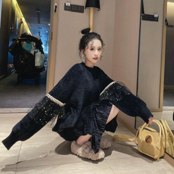 

women's sweaters faux mink wool thick pullover sweater women 2021 autumn and winter korean loose lazy, White;black