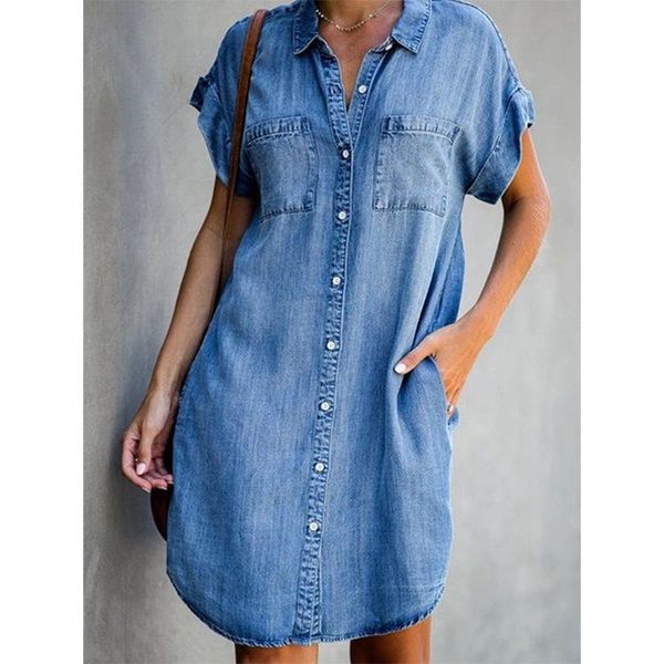 

cross border exclusive for european and american women's denim dress patch bag shirt jeans, Blue