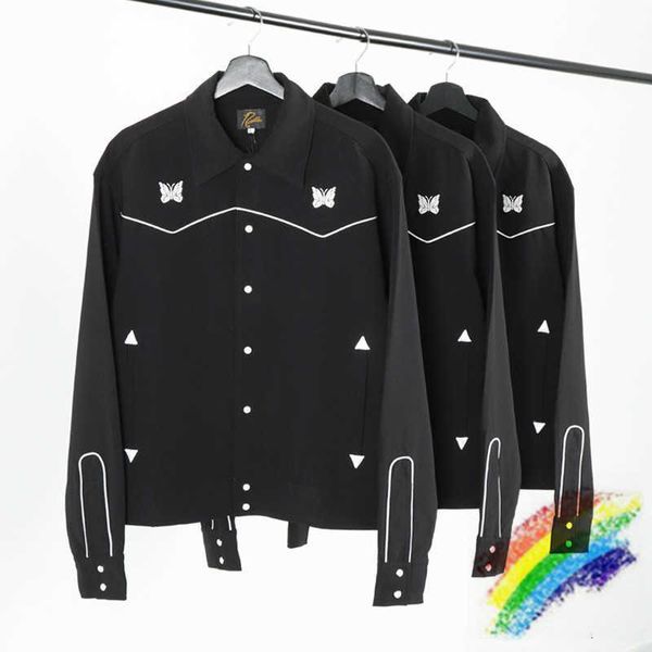 

men's jackets awge female male jacket needles 1:1 of vintage style embroidery butterfly streetwear black 99as f14l, Black;brown