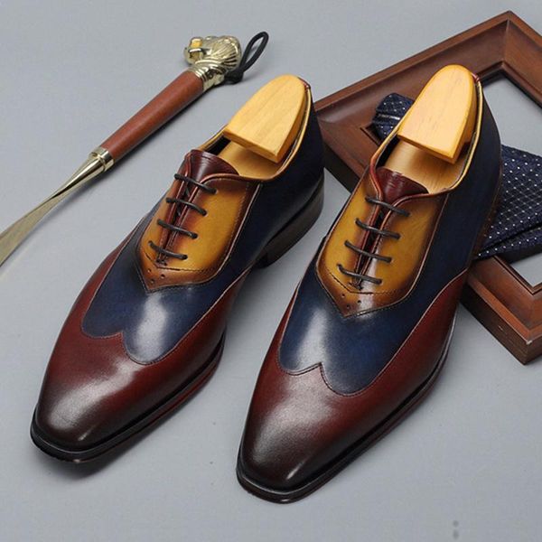 

dress shoes men leather business suit brand bullock genuine black laces wedding mens