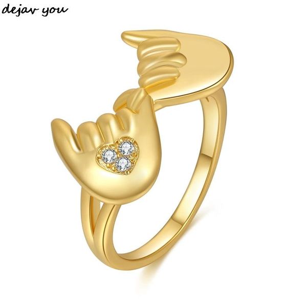 

crystal love hand pull finger ring women jewelry wedding rings, Slivery;golden