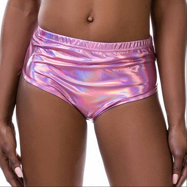 

harajuku womens short sparkle hologram pu high waist shorts ladies slim stretchy summer booty women clubwear 8 colors, White;black