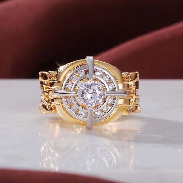 

wedding rings personality colors hip hop ring for women man style zircon party motor biker fashion jewelry gift, Slivery;golden