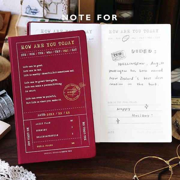 

traveler's notebook vintage bronzing pu cover medium size retro private planner journall sketchbook notepads, Purple;pink
