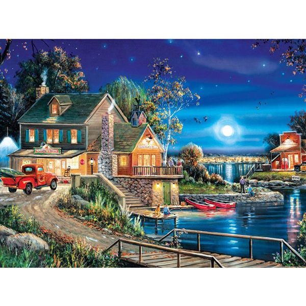 

diamond painting diy 5d landscape lodge full drill round home decoration embroidery picture handcraft art kit