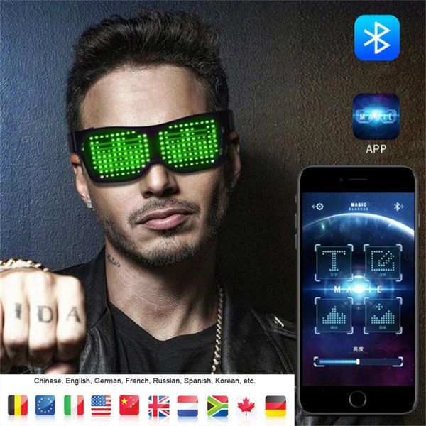 

party decoration magic bluetooth led glasses flashing rechargeable eyewear christmas concert novelty lights diy lamps