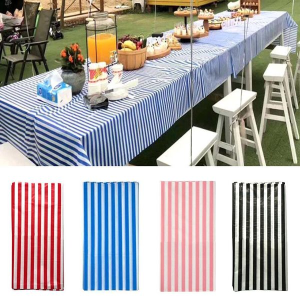 

disposable dinnerware striped tablecover plastic party tablecloth for home outdoor picnic bbq rectangular