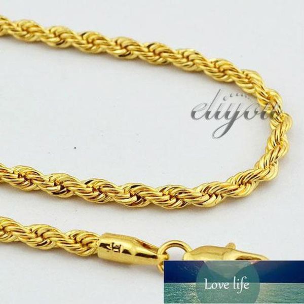 

new fashion jewelry 4mm mens womens 18k yellow gold filled necklace rope twisted chain gold jewellery djn86 factory price expert design qual, Silver