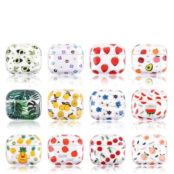 Ink PC Hard Cartoon Cover per frutta trasparente Custodie Custodia per Airpod 1 2 3 pro Cuffie Bluetooth senza fili Auricolari