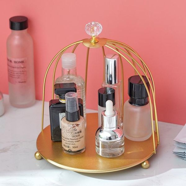 

hooks & rails luxury deskcosmetic storage shelf creative wrought iron makeup stand bathroom skin care organizer container toiletries rac