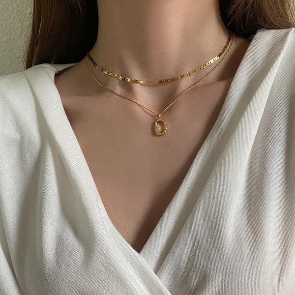 

pendant necklaces guangyao fashion oval doughnut girl temperament necklace, Silver