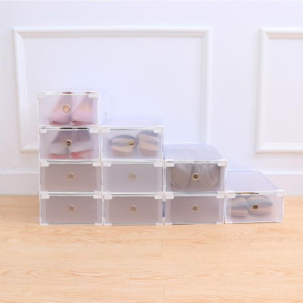 

clothing & wardrobe storage 10pcs crate clear drawer shoe boxes stackable foldable shoes case home thicken shoebox size 31*20*11 (