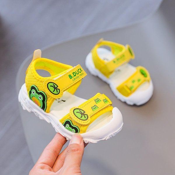 

sandals children summer anti-kick boys and girls soft-soled non-slip cartoon frog beach shoes baby comfortable, Black;red