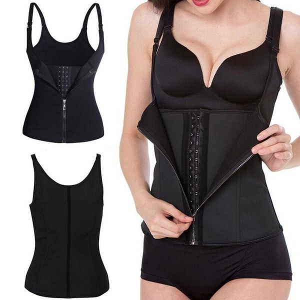 

women zipper body shaper vest slim adjustable shoulder strap waist training cincher shirt corset shapewear slimming belt cx220304