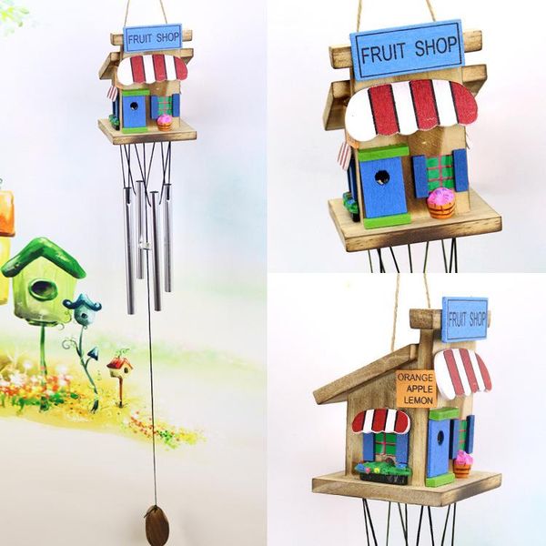 

decorative objects & figurines large wooden house wind chime garden steel pipe lovely seven color windmill hanging decoration home