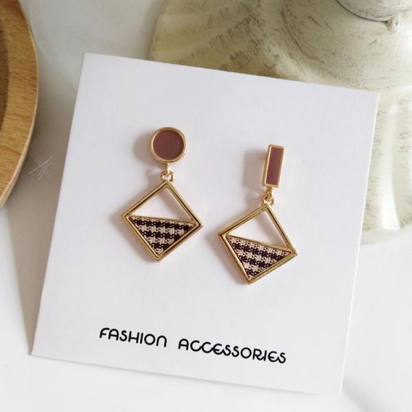 

stud han edition fashionable retro geometric asymmetric earrings fine jewelry in women, Golden;silver