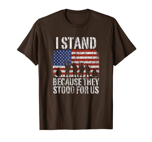 

i stand because they stood for us t-shirt distressed, White;black