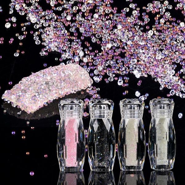 

nail glitter 1 bottle shining crystal mixed zircon caviar mini beads 3d decorations tiny glass diamond stone, Silver;gold