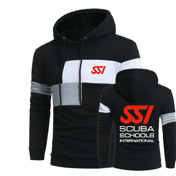 

men's hoodies & sweatshirts college style scuba schools international logo ssi print men 2021 spring customizable put together hoodie, Black