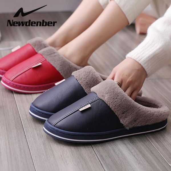 

women's shoes indoor slippers non-slip winter ladies leather antifouling family couple home short plush warm, Black