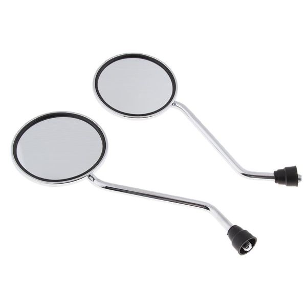 

motorcycle mirrors 1 pair chrome round rearview side for scooter 10mm