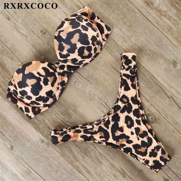 

rxrxcoco swimwear women swimsuit 2021 up bathing suit female thong beach wear biquini animal print leopard bikini, White;black