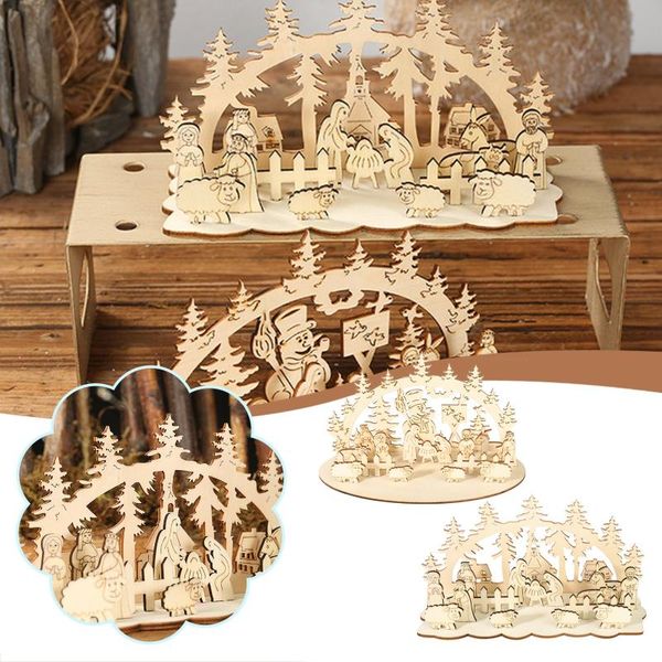 

christmas decorations natural wooden slices crafts stereoscopic round ornaments diy creative cartoon handmade for home decor