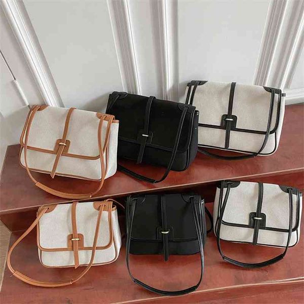 

new 2021 summer new canvas large capacity cross square fashion simple cross women's bag