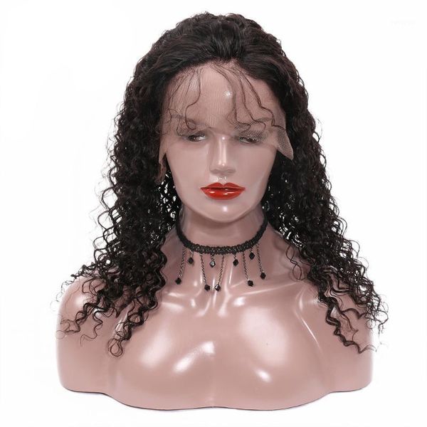 

yeswigs kinky curly 13x4 lace front human hair wigs %150 density part 4x4 closure remy preplucked drop 1, Black;brown