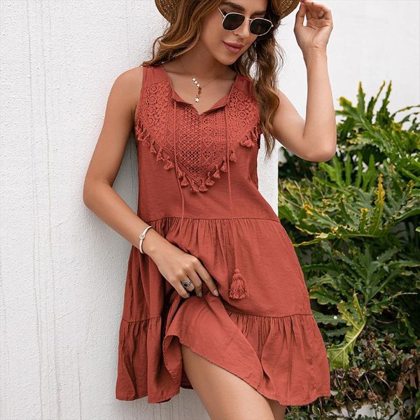 

vintage patchwork summer women dresses v neck sweet girl a line dress mini short sleeveless vestidos sundress party, Black;gray