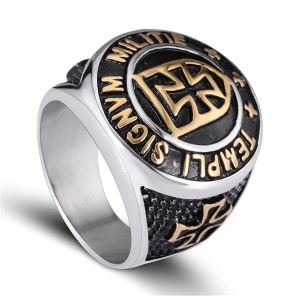 

personalized jewelry fashion cross men's domineering letter ring, Golden;silver