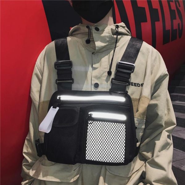 

outdoor bags men's chest bag reflective tactical hip hop functional vest shoulder
