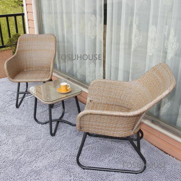 

camp furniture modern rattan outdoor chair three piece combination leisure pastoral style creative garden table chairs