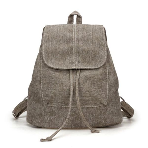 

backpack canvas women drawstring school bags for teenagers girls small female rucksack (khaki)