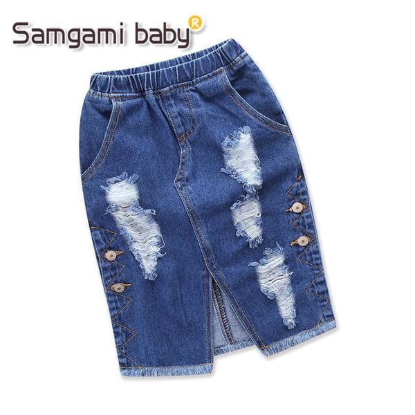 

girls 'skirts summer girls' blue hole denim skirt skirts