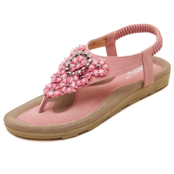

women sandals bling crystal summer shoes woman beach flat plus size 42 flip flop ladies soft bottom slippers female shoe, Black