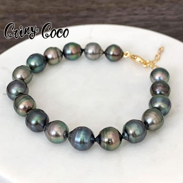 

beaded, strands cring coco women's hand bracelets fashion natural freshwater pearl on bead jewelry for women 2021 kid, Black