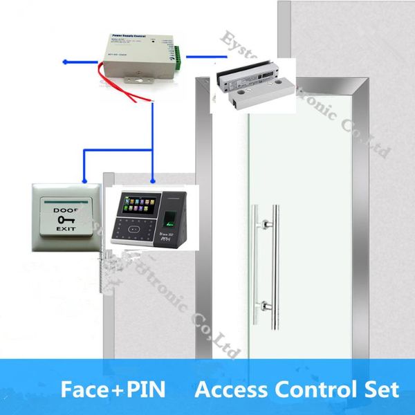 

fully frameless door access control kit 1500face capacity iface302+ glass lock+power supply+exit button facial recognition system