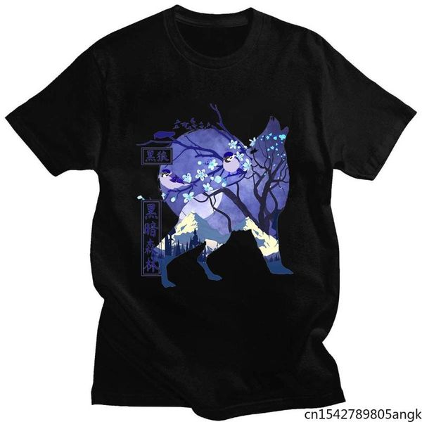 

men's t-shirts summer product dark forest print short sleeve round neck fashion harajuku casual plus-size, White;black