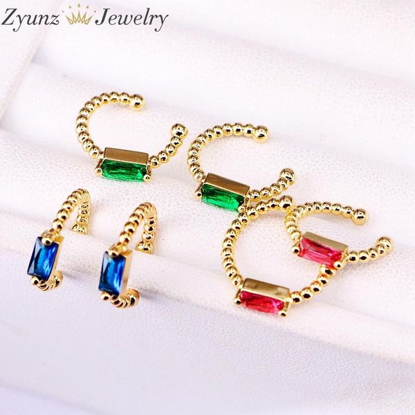 

clip-on & screw back 10pairs, clip on cuff cz earring micro pave crystal zirconia no piercing ear for women girl gift, Silver