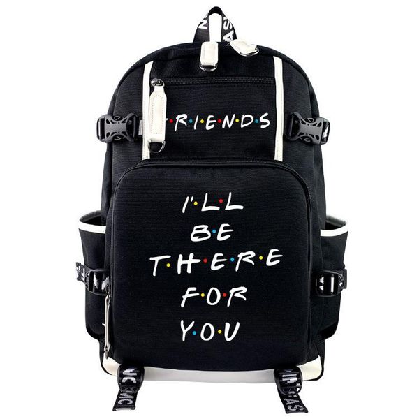 

backpack friends usb port for women men school book students bag travel black
