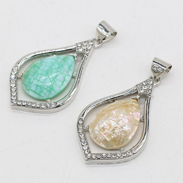 

charms natural shell pendant alloy water drop shaped for jewelry making diy necklace bracelet earrings accessories, Bronze;silver