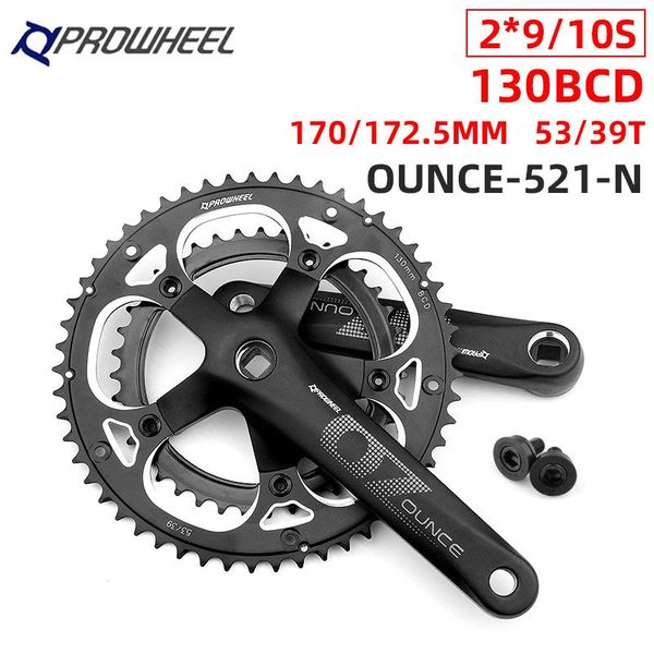 

bike heels & chainwheels prowheel 130bcd square crankset road double sprockets 170/172.5mm ounce-521 53/39t bracket racing bicycle cran