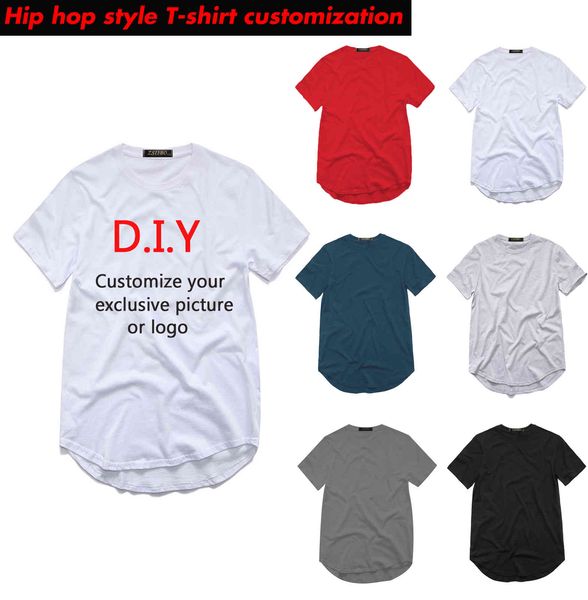 

luxury brand t shirt private custom men's diy fashion regular classic t vest long hem hip hop t- harajuku rock men and women dh, White;black