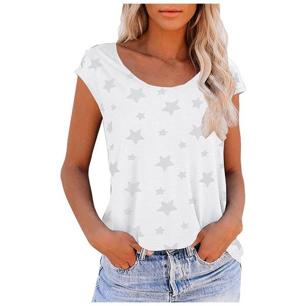 

women's t-shirt ladies fashion casual floral print short sleeve loose, White