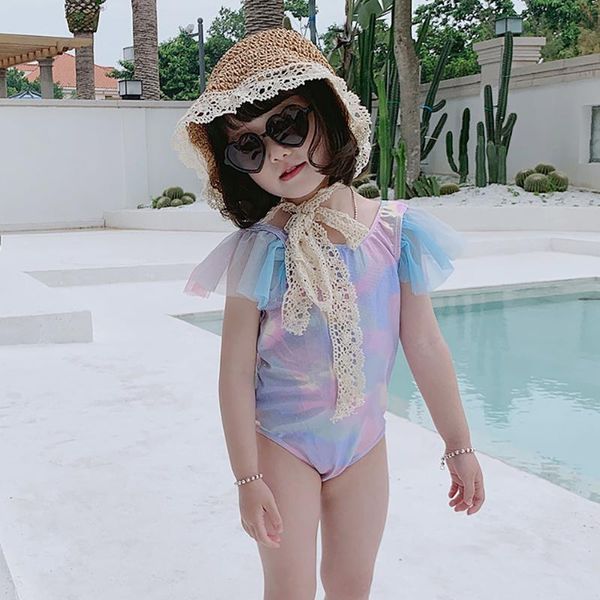 

rainbow color toddler baby girls swimwear one piece girl swimsuit with hat and shoes children kids beach wear suit one-pieces, Black