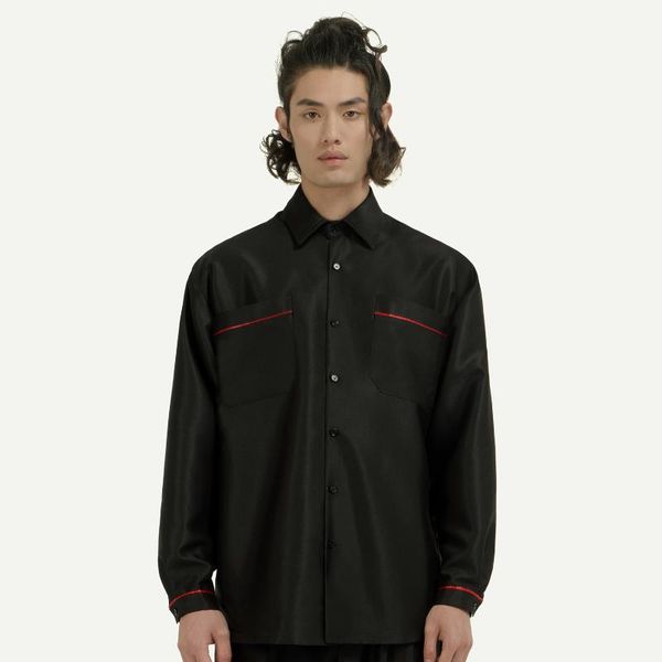 

men's casual shirts xs-6xl 2021 clothing fashion satin pajama wind shirt plus size singer costumes, White;black